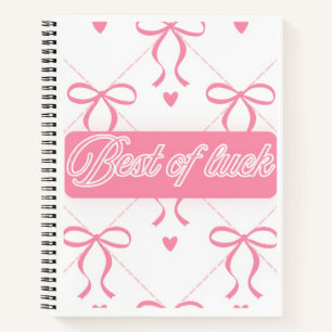 "Buena Suerte" Estética Cuaderno Espiral con Lazo 