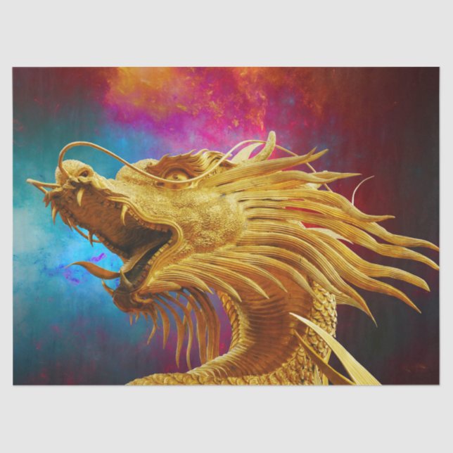 buena suerte papel de tejido de dragón chino (Anverso)