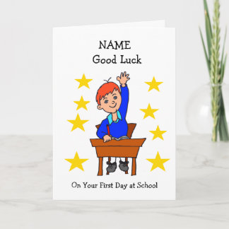 Buena suerte primer día en la escuela tarjeta de c