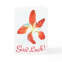 Buena suerte, tarjeta de saludo Red Feathers