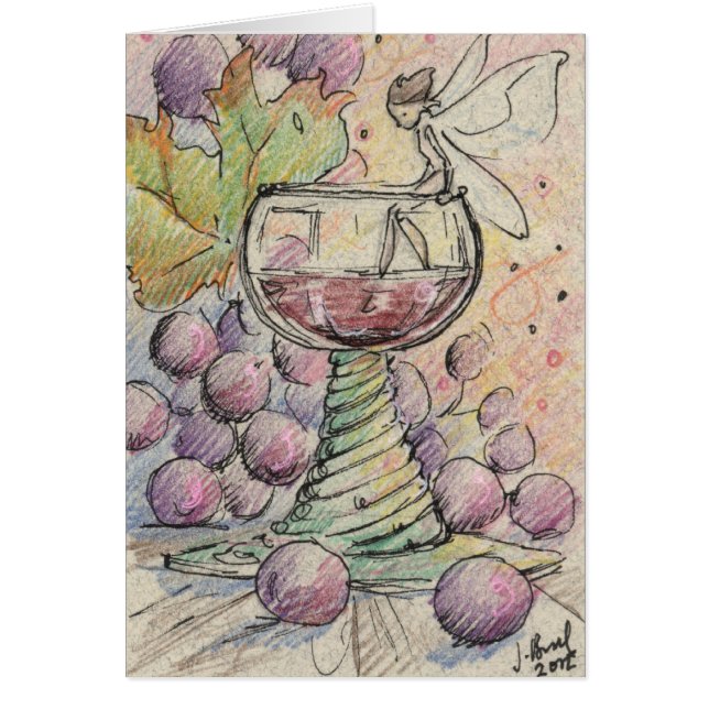 Buena tarjeta de hadas del vino (Frente)