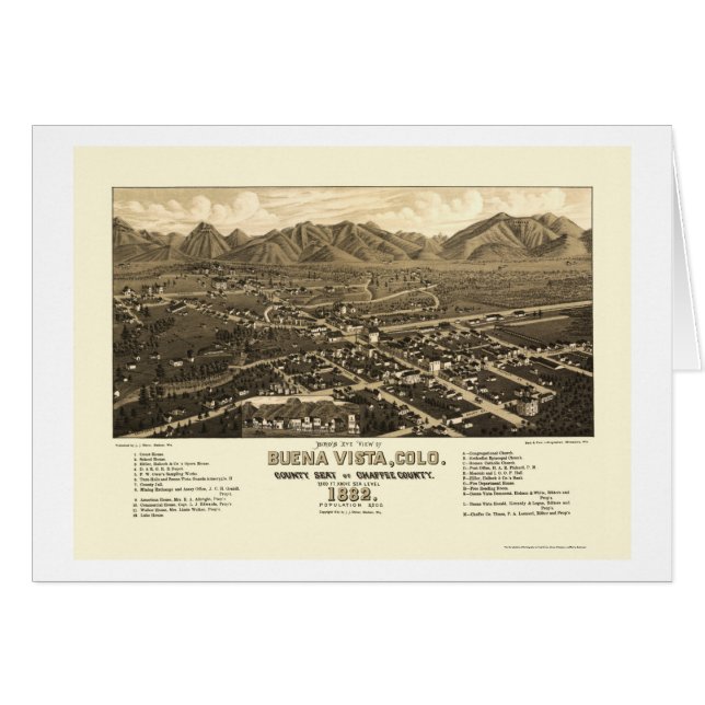 Buena Vista, mapa panorámico del CO - 1882 (Anverso (Horizontal))