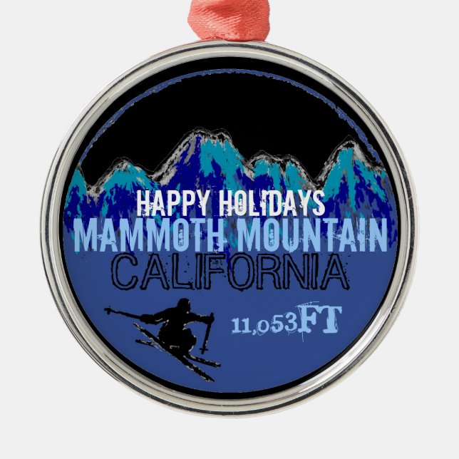 Buenas fiestas ornamento de Mammoth Mountain CA (Frente)