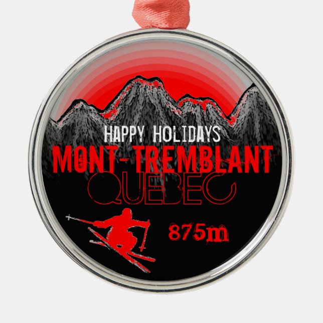 Buenas fiestas ornamento de Mont Tremblant Quebec (Frente)