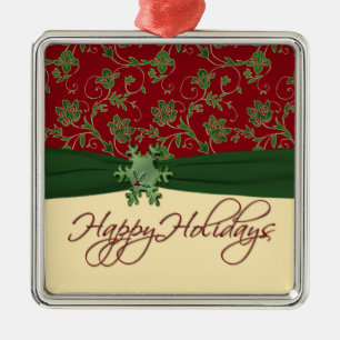 Buenas fiestas ornamento superior rojo y verde