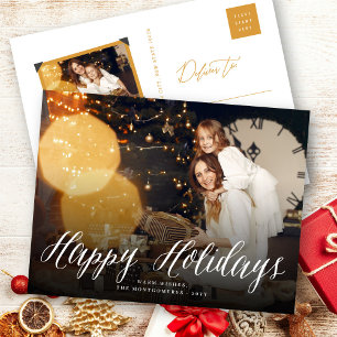 Buenas fiestas postal blanca de la foto del día de