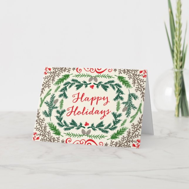 Buenas fiestas tarjeta de felicitación elegante de (Anverso)