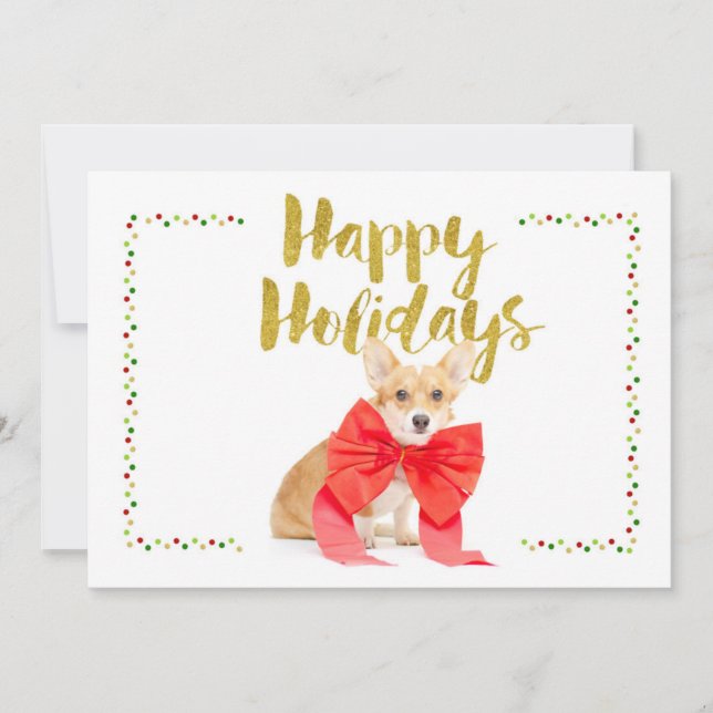 Buenas fiestas tarjeta del Corgi (Anverso)