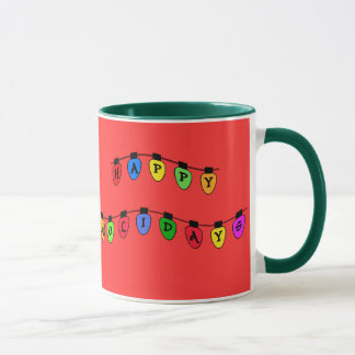 Buenas fiestas taza de los bulbos del árbol de