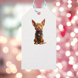 Buenas Navidades Perro Etiquetas de Regalo Blanco