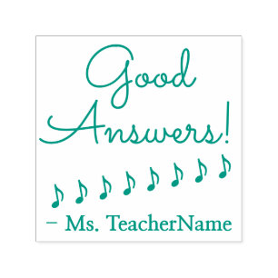 "¡Buenas respuestas!" + Sello de goma de nombre de