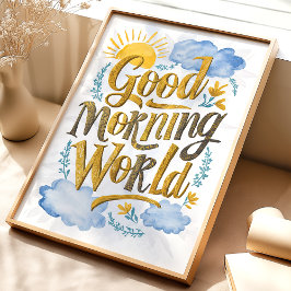 Buenos Días Arte de Impresión en Acuarela del Mund