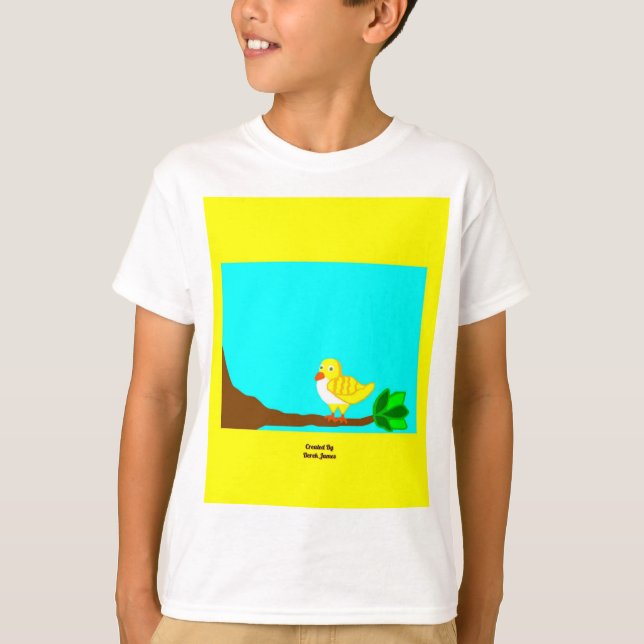 Buenos días Aves Amarillas Niños Camisa Básica Bla (Anverso)