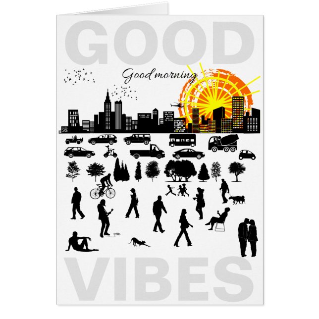 Buenos días, buenas vibraciones divertidas, person (Frente)