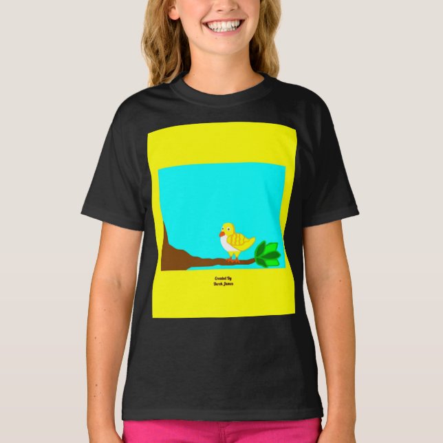 Buenos días Chicas de pájaros amarillos camiseta b (Anverso)