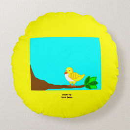 Buenos días Cojín decorativo redondo de pájaro ama