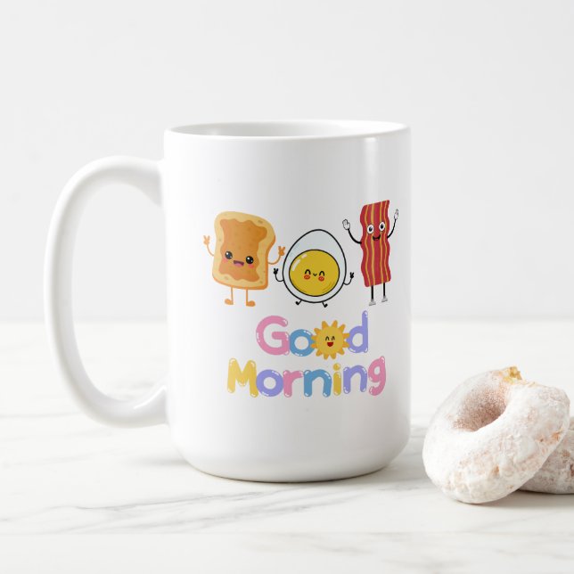Buenos días desayuno 😁 taza de café 15oz (Con donut)