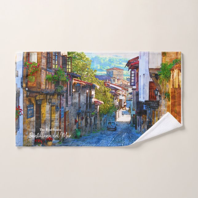 Buenos días en Santillana del Mar - La verdadera E (Toalla de mano)