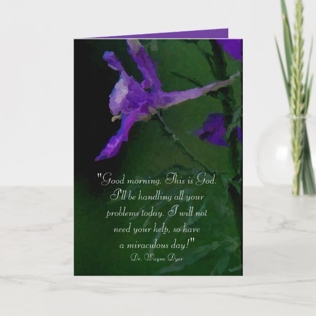 "Buenos días. Esto es Dios". Tarjeta inspiradora (Anverso)