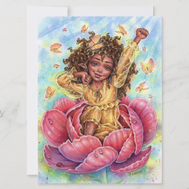 Buenos días Fairy Art Card Flower Garden (Anverso)