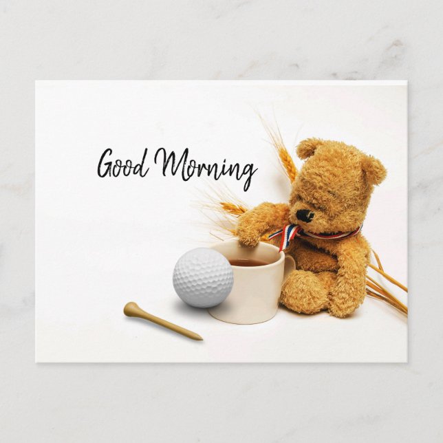 Buenos días golfista con pelota de golf y tarjeta  (Anverso)