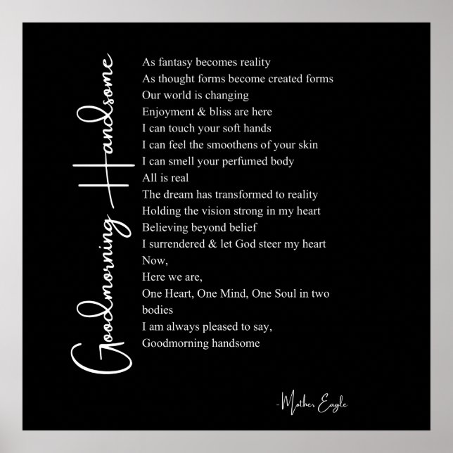 Buenos días guapo poema de amor poster de arte mur (Frente)