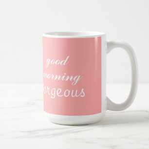 Buenos días magnífico café rosa taza de cerdo
