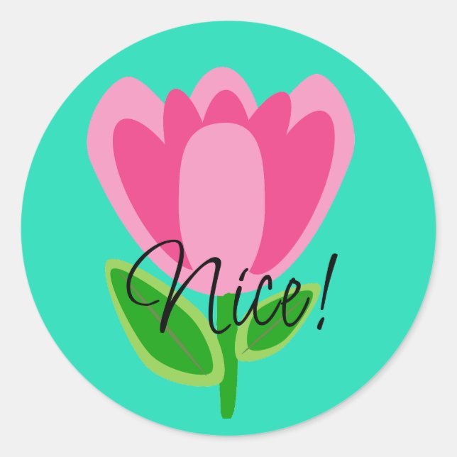 Buenos Pegatinas de flores rosadas (Anverso)