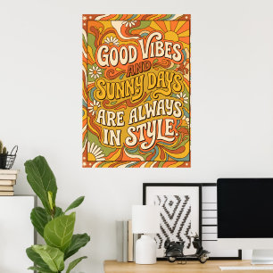 Buenos Vibes Días Soleados Póster de Cita Retro Gr