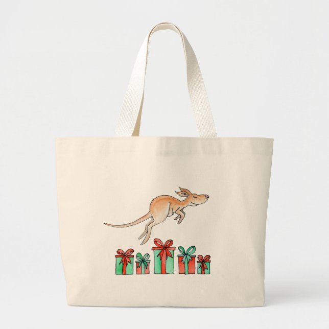 Buey canguro saltando sobre bolsa de regalo (Frente)