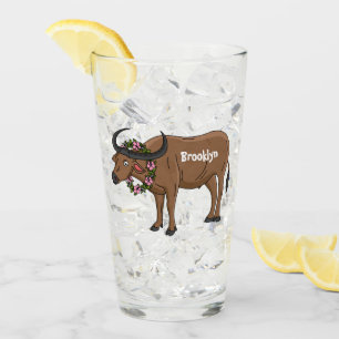 Búfalo de agua con flores ilustracion personalizad