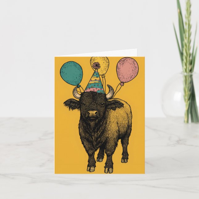 Búfalo de cumpleaños con tarjeta de cumpleaños de  (Anverso)