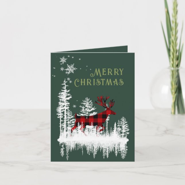 Búfalo de Plaid Reno Ciervo Navidad Alegre Bosque  (Anverso)