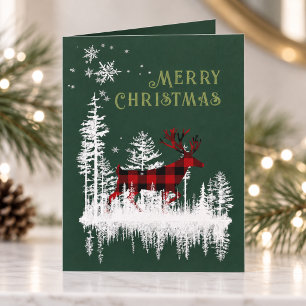 Búfalo de Plaid Reno Ciervo Navidad Alegre Bosque 