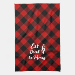 Búfalo negro rojo Gingham Check Kitchen Toallas