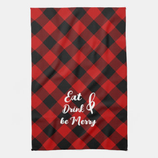 Búfalo negro rojo Gingham Check Kitchen Toallas