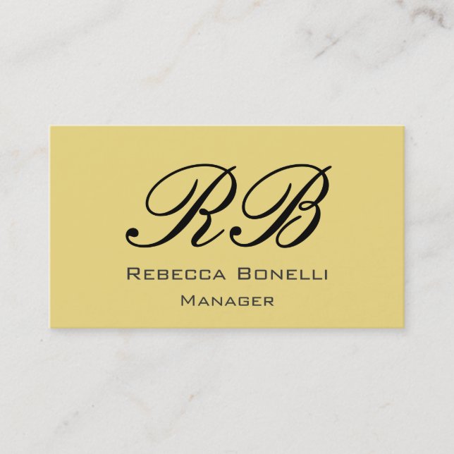 Buff Beige Black Monogram Manager Tarjeta de visit (Anverso)