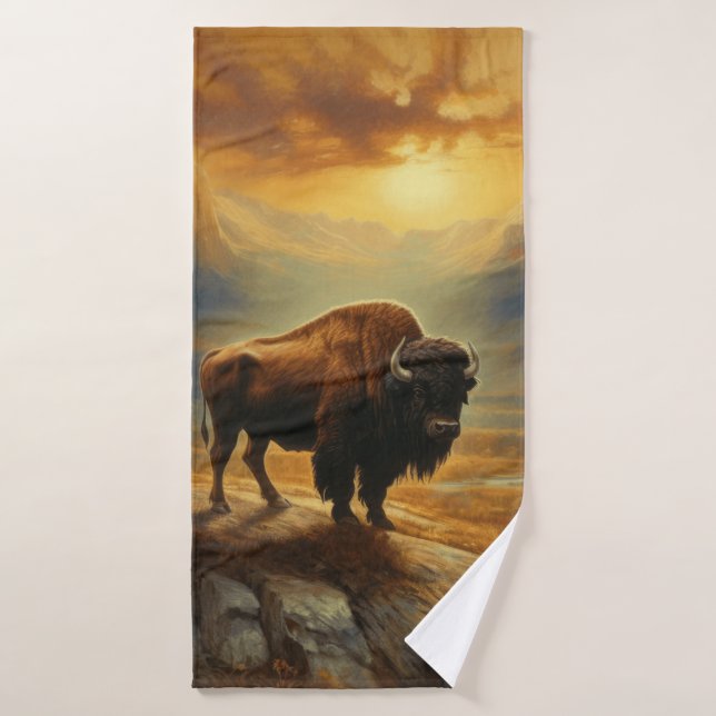 Buffalo Bison Sunset Silhouette (Toalla de baño)