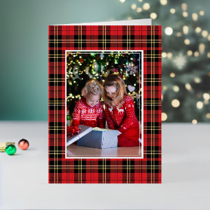 Buffalo Plaid Photo Merry Christmas Gold