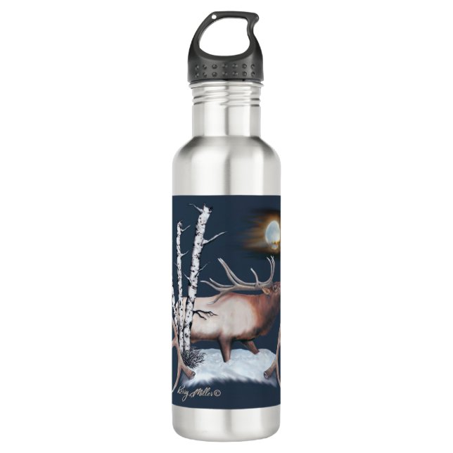 Bugling Bull Elk Botella de agua de acero inoxidab (Anverso)