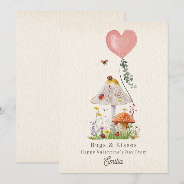 Bugs & Kisses Ladybugs Mushroom Valentine (Anverso / Reverso)