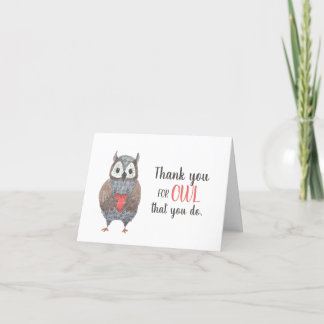 Búho Adorable con Corazón Agradecimiento Gracias