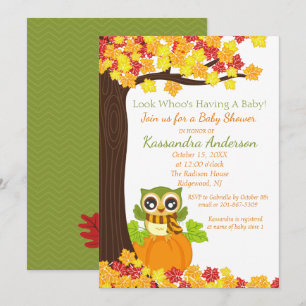 Búho adorable en una invitación de Baby Shower de