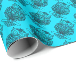 Búho (azul neón) - Papel de regalo