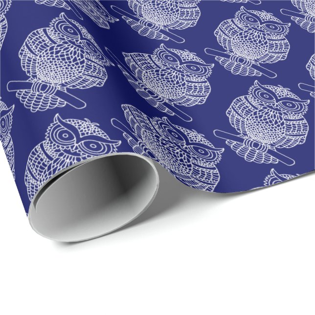 Búho (azul oscuro) - Papel de regalo (Esquina del rollo)