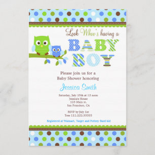 Búho Baby Shower Invitación Boy
