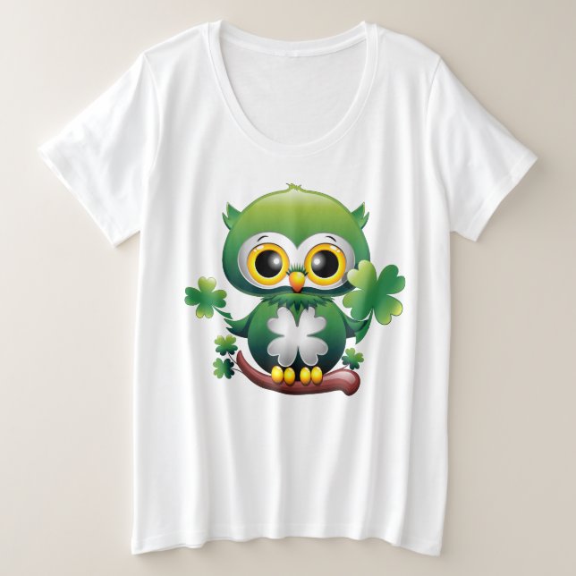 Búho Bebé Lindo Dibujo Animado de San Patricio (Anverso del diseño)