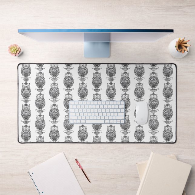 Búho (blanco) - Alfombrilla para escritorio (Oficina 1)