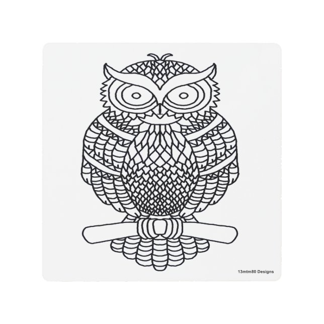 Búho (blanco) - Impresión Metalizado (Anverso)