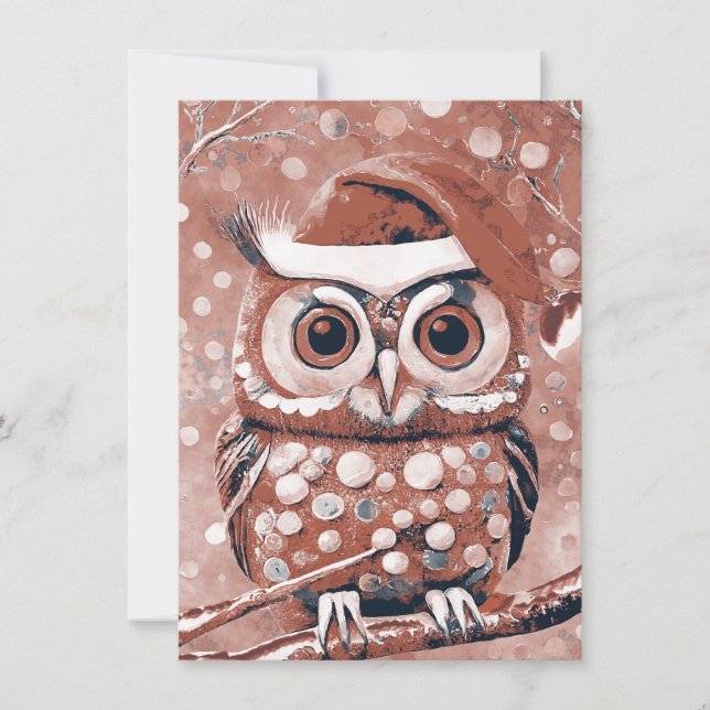 Búho Bonito Días de Invierno Tarjeta en Blanco  (Anverso)